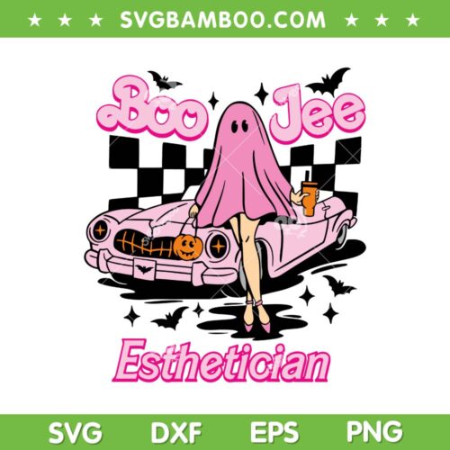 Boo Jee Esthetician SVG PNG, Retro Barbie Ghost Car SVG, Boo Jee Pink Car DXF SVG PNG EPS