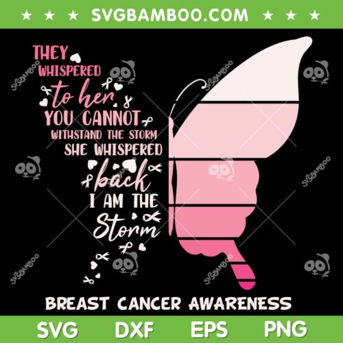 Breast Cancer Awareness Butterfly SVG PNG, Pink Ribbon Butterfly SVG, Cancer Ribbon DXF SVG PNG EPS