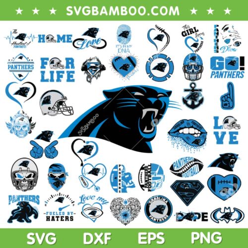 Carolina Panthers Mega Bundle SVG, Panthers Logo Bundle SVG, Football Team DXF SVG PNG EPS