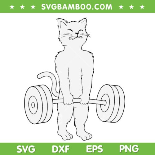 Cat Deadlift SVG PNG, Funny Powerlifting Kitty SVG, Cute Cat Fitness DXF SVG PNG EPS