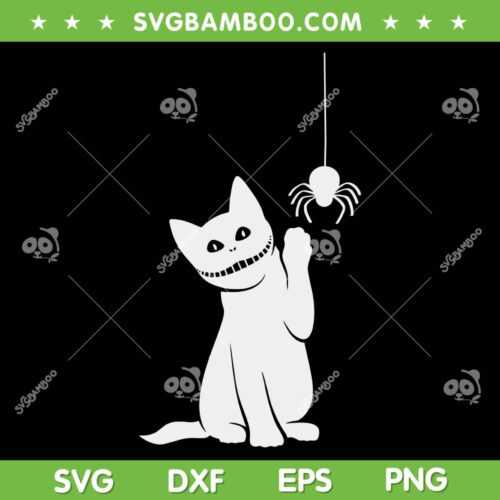 Cat Horror Face SVG PNG, Halloween Scary Cat With Spider SVG, Black Cat Halloween DXF SVG PNG EPS