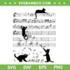 Cat Playing Music Note SVG PNG, Notes And Cat SVG, Black Cat Music DXF SVG PNG EPS