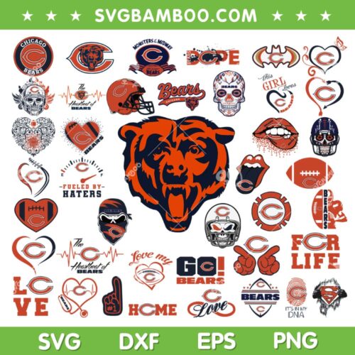 Chicago Bears Mega Bundle SVG, Bears Logo Bundle SVG, NFL Football DXF SVG PNG EPS