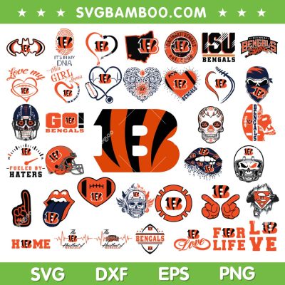 Cincinnati Bengals Mega Bundle SVG, Bengals Logo Bundle SVG, Football Team Logo DXF SVG PNG EPS