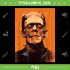 Classic Frankenstein Halloween Monster PNG, Vintage Frank Horror Characters Orange PNG, Movie Monster PNG