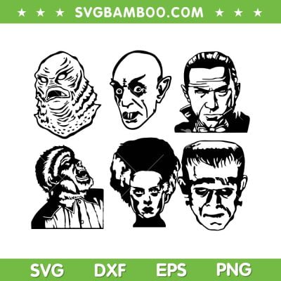 Classic Horror SVG PNG, Glowforge Frankenstein Wolfman SVG, Horror Movie DXF SVG PNG EPS