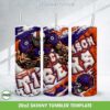 Clemson Tigers 3D Inflated Tumbler Wrap PNG, Football Logo 20oz Skinny Tumbler Template PNG