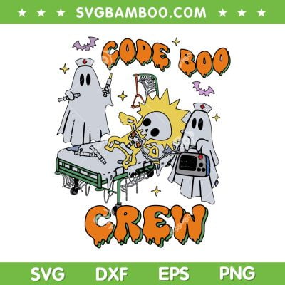 Code Boo Crew SVG PNG, Funny Ghost Nurse Halloween SVG, Boo Halloween DXF SVG PNG EPS Code Boo Crew SVG PNG, Funny Ghost Nurse Halloween SVG, Boo Halloween DXF SVG PNG EPS