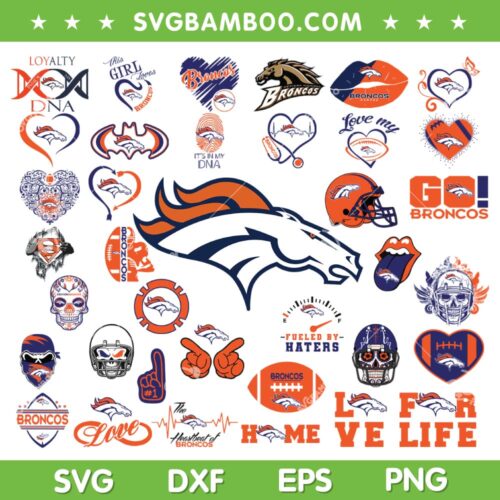 Denver Broncos Mega Bundle SVG, Broncos Logo Bundle SVG, Broncos Half Football DXF SVG PNG EPS