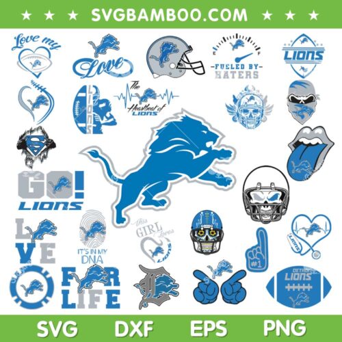 Detroit Lions Mega Bundle SVG, Lion Logo Bundle SVG, Love My Lion DXF SVG PNG EPS