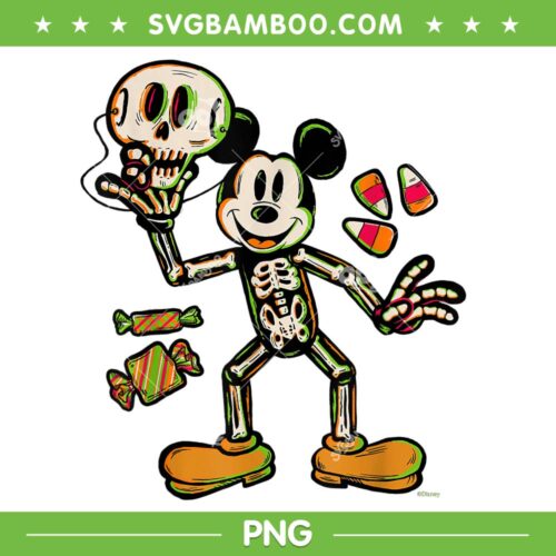 Disney 100 Year Mickey Mouse Skeleton PNG, Mickey Costume Halloween PNG, Mickey Skeleton Halloween PNG