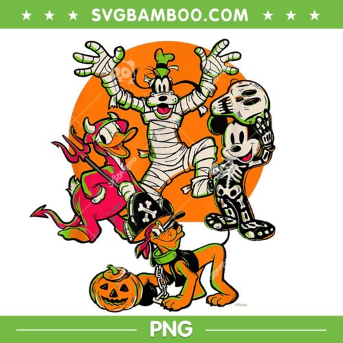 Disney 100 Year Mickey And Friends Halloween PNG, Mickey Donald Goofy Pluto Halloween PNG, Funny Disney Halloween PNG