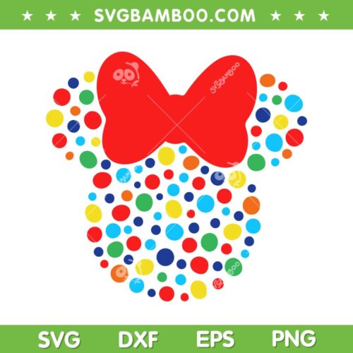 Disney Minnie Mouse Polka Dot SVG PNG, Minnie Happy Dot Day SVG, Disney Face Minnie DXF SVG PNG EPS
