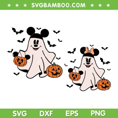 Disney Mouse Ghost Pumpkin SVG PNG, Trick Or Treat Halloween Masquerade Spooky SVG, Halloween Ghost Mouse DXF SVG PNG EPS