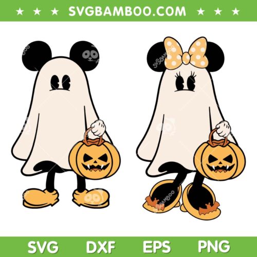 Disney Mouse Halloween Ghost Spooky Vibes SVG, Trick Or Treat Mickey And Friends SVG, Disney Halloween Pumpkin DXF SVG PNG EPS