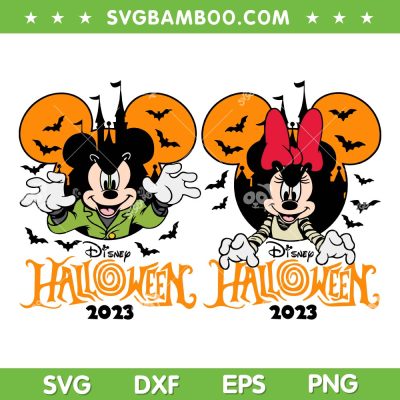 Disney Mouse Happy Halloween 2023 SVG, Boo Trick Or Treat Mickey And Minnie SVG, Mickey Mouse Halloween DXF SVG PNG EPS