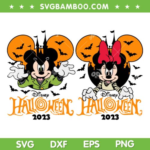Disney Mouse Happy Halloween 2023 SVG, Boo Trick Or Treat Mickey And Minnie SVG, Mickey Mouse Halloween DXF SVG PNG EPS