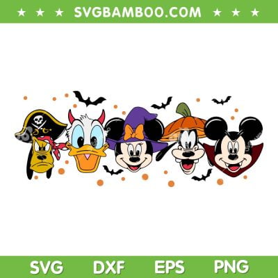 Disney Mouse And Friends Head Halloween SVG, Mickey Mouse And Friends SVG, Halloween Disney DXF SVG PNG EPS