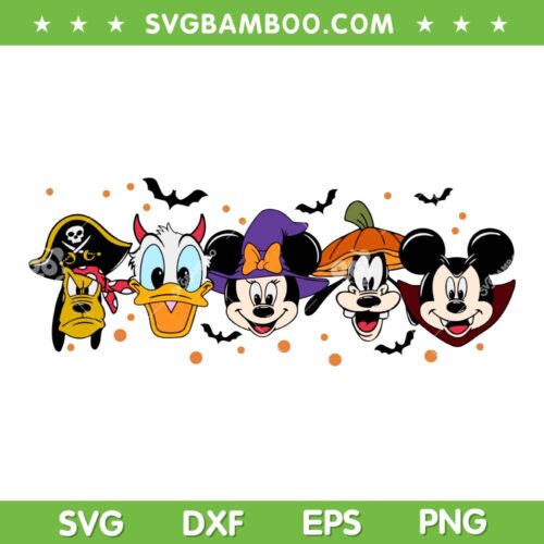 Disney Mouse And Friends Head Halloween SVG, Mickey Mouse And Friends SVG, Halloween Disney DXF SVG PNG EPS