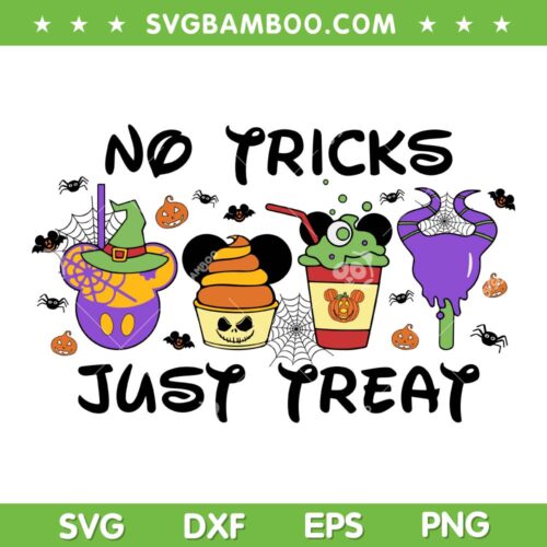Disney No Trick Just Treat SVG PNG, Disney Snacks Halloween Trick Or Treat SVG, Halloween Disney DXF SVG PNG EPS