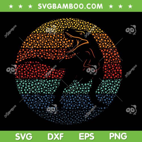 Dot Day T Rex Dinosaur SVG PNG, Vintage Polka Dot Dinosaur SVG, Dinosaur Dot Color DXF SVG PNG EPS