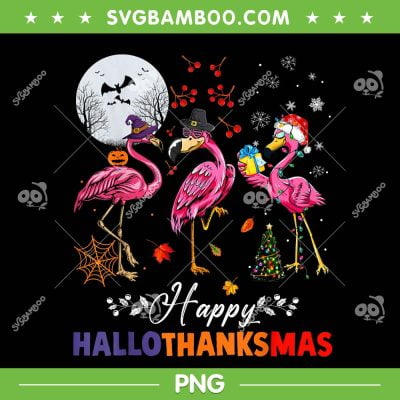 Flamingo Happy HalloThanksmas PNG, Funny Flamingo Halloween PNG, Flamingo Pumpkin PNG