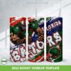 Florida Gators 3D Inflated Tumbler Wrap PNG, NCAA Gators Football Teams 20oz Skinny Tumbler Template PNG