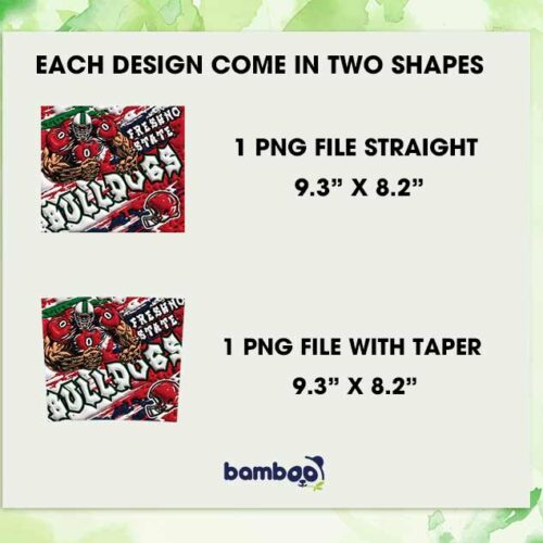 Fresno State Bulldogs 3D Inflated Tumbler Wrap PNG, Bulldogs Football 20oz Skinny Tumbler Template PNG