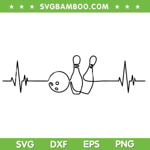 Funny Bowling Heartbeat SVG PNG, Heartbeat Puls EKG Bowling SVG, Lover Bowling DXF SVG PNG EPS