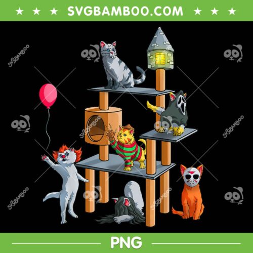 Funny Cat Horror Movies PNG, Cute Halloween Cat Kitty Scary PNG, Horror Characters PNG