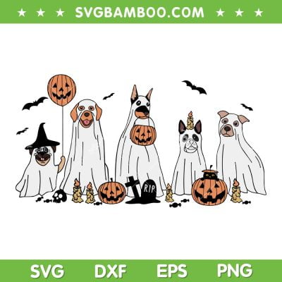 Funny Dog Ghost Halloween SVG PNG, Trick Or Treat Pumpkin Dogs SVG, Rip Dogs Halloween DXF SVG PNG EPS