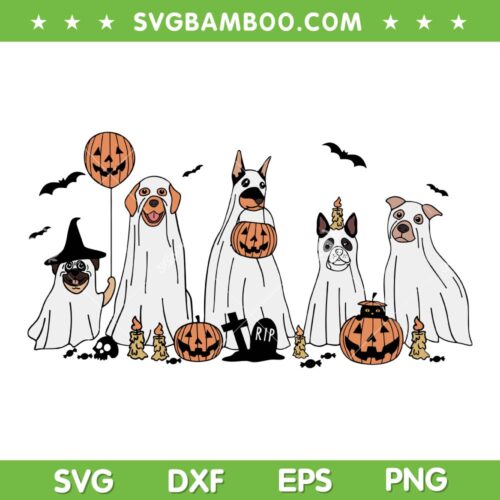 Funny Dog Ghost Halloween SVG PNG, Trick Or Treat Pumpkin Dogs SVG, Rip Dogs Halloween DXF SVG PNG EPS