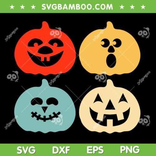 Funny Pumpkin Face SVG PNG, Vintage Halloween Pumpkin SVG, Pumpkin Scary DXF SVG PNG EPS