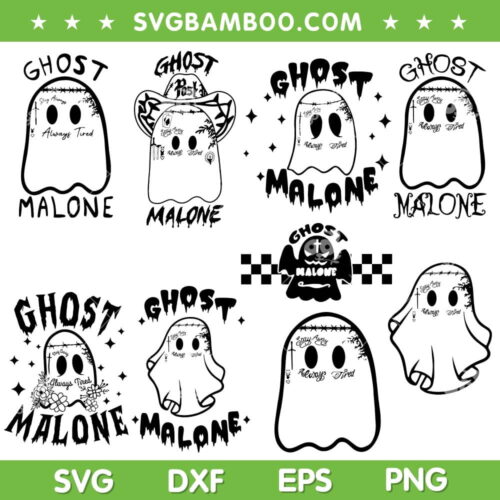 Ghost Malone SVG Bundle, Ghost Halloween SVG Bundle, Cute Halloween DXF SVG PNG EPS