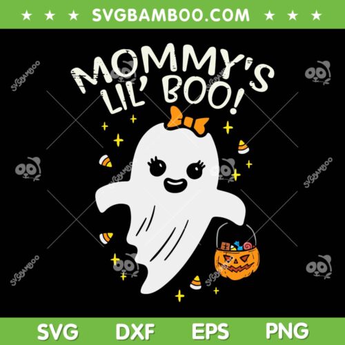 Ghost Mommy's Lil Boo SVG PNG, Halloween Girl Ghost Candy Corn SVG, Mommys Little Boo DXF SVG PNG EPS