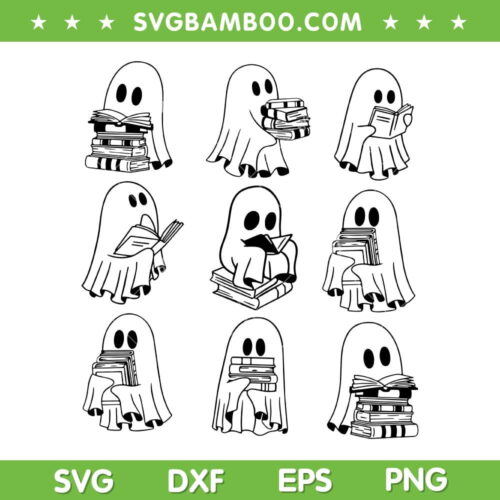 Ghost Reading Books SVG PNG, Halloween Read More Books SVG, Halloween Book Lover DXF SVG PNG EPS