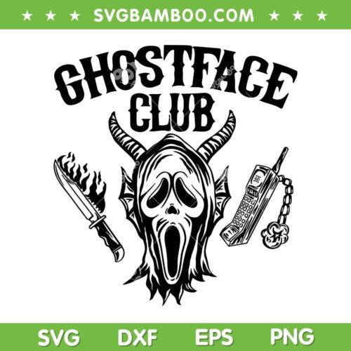 Ghostface Hellfire Club SVG PNG, Killer Ghostface Club SVG, Horror Movie Halloween DXF SVG PNG EPS