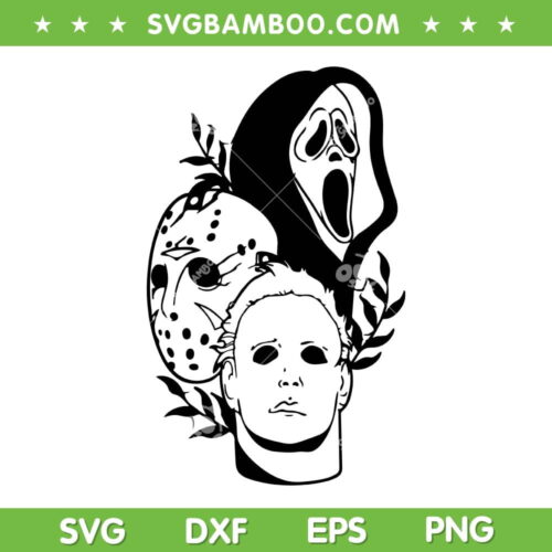 Ghostface Jason Myers Head SVG PNG, Horror Movie Squad Halloween SVG, Halloween Characters DXF SVG PNG EPS
