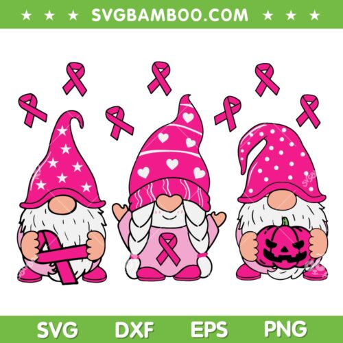 Gnomes Breast Cancer Awareness SVG PNG, Gnomie Pink Ribbon SVG, Cute Gnomes Breast Cancer DXF SVG PNG EPS