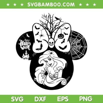 Halloween Ariel Mouse Ear SVG PNG, Little Mermaid Princess Mouse Head SVG, Princess Ariel Halloween DXF SVG PNG EPS Halloween Ariel Mouse Ear SVG PNG, Little Mermaid Princess Mouse Head SVG, Princess Ariel Halloween DXF SVG PNG EPS