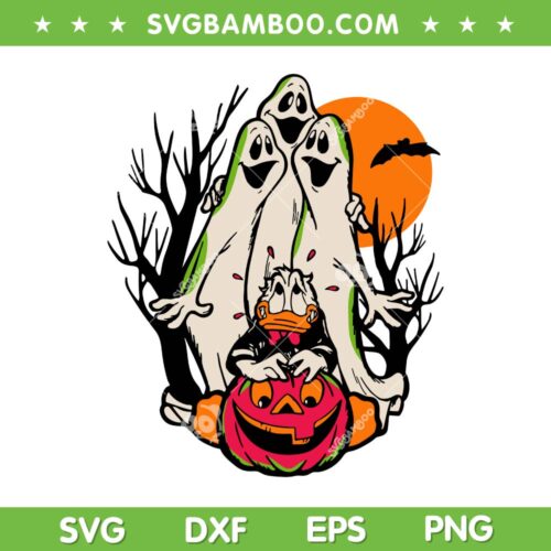 Halloween Donald Duck Ghosts SVG, Mickey Friends Duck Pumpkin SVG, Funny Ghost And Duck DXF SVG PNG EPS
