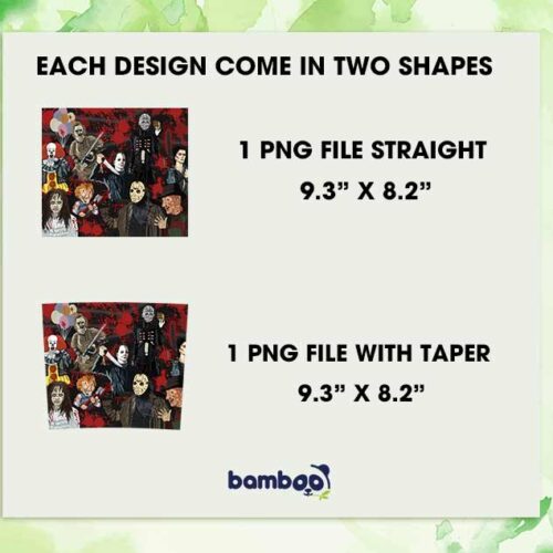 Halloween Horror Movie Characters Tumber Wrap PNG, Friends Horror Movie 20oz Skinny Tumbler Template PNG