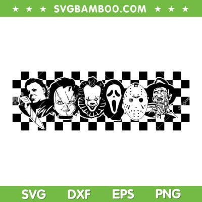 Halloween Horror Movie Checkered SVG PNG, Retro Killers Friends Halloween SVG, Horror Characters DXF SVG PNG EPS Halloween Horror Movie Checkered SVG PNG, Retro Killers Friends Halloween SVG, Horror Characters DXF SVG PNG EPS