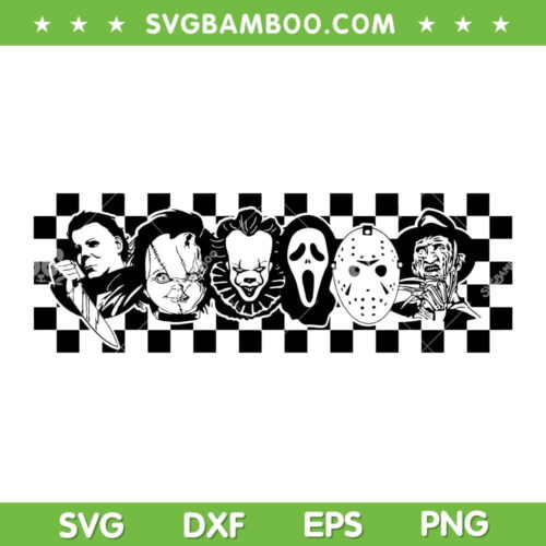 Halloween Horror Movie Checkered SVG PNG, Retro Killers Friends Halloween SVG, Horror Characters DXF SVG PNG EPS