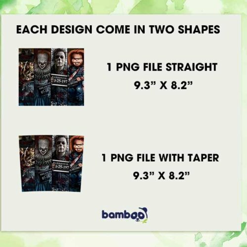 Halloween Horror Movie Mugshot Tumbler Wrap PNG, Halloween Scary Friends 20oz Skinny Tumbler Template PNG