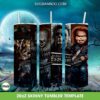 Halloween Horror Movie Mugshot Tumbler Wrap PNG, Halloween Scary Friends 20oz Skinny Tumbler Template PNG