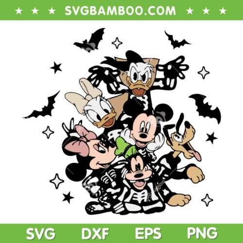 Halloween Mouse And Friends Horror Halloween SVG, Disney Trick Or Treat SVG, Skeleton Disney Halloween DXF SVG PNG EPS