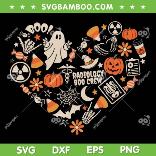 Halloween Radiology Boo Crew SVG PNG, Heart Xray Tech Fall Autumn SVG, Boo Halloween DXF SVG PNG EPS