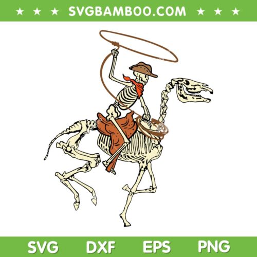 Halloween Skeleton Cowboy Horse SVG, Skeleton Horse Rodeo SVG, Skeleton Trex Costume DXF SVG PNG EPS