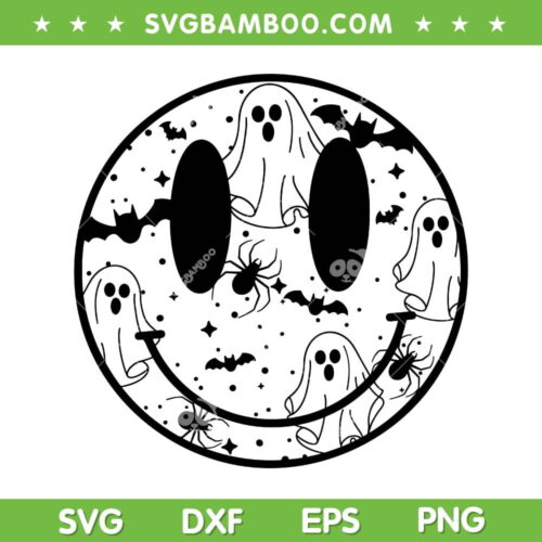Halloween Smile Face SVG PNG, Ghost Spider Bat Face SVG, Scary Halloween Face DXF SVG PNG EPS